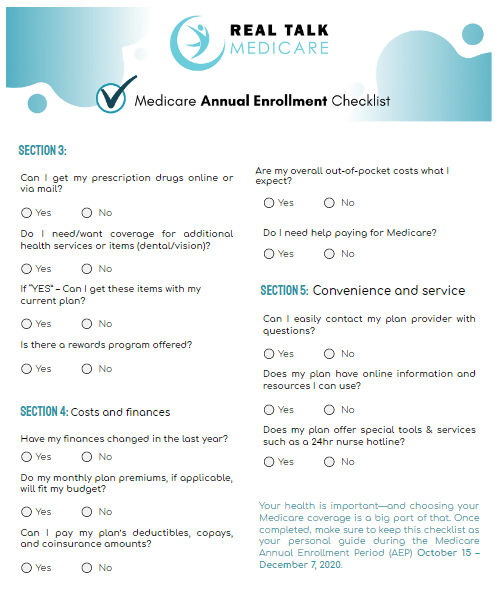 Medicare Annual Enrollment Checklist Page 2